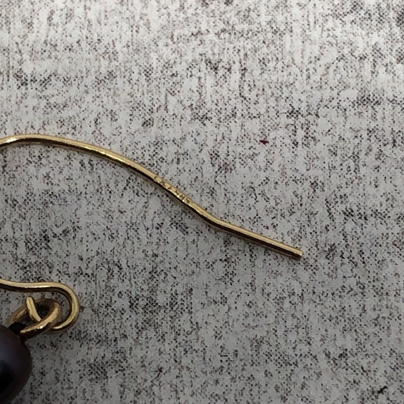 Leach & Garner 585 14k gold abalone and pearl elegant dangle drop earrings - Picture 6 of 7